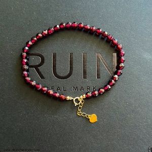 Certified 18k Solid Gold Genius Faceted Garnet Beads Bracelet & Extras